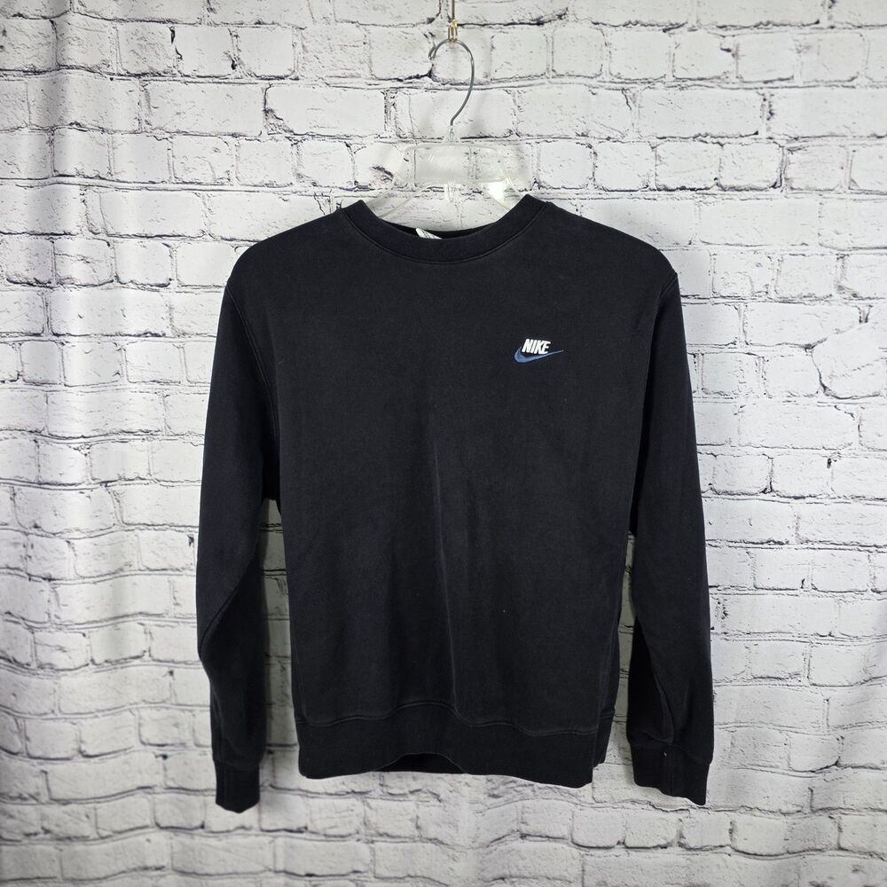 Nike Black Pull Over Sweater Size Small With White And Blue Embroidery